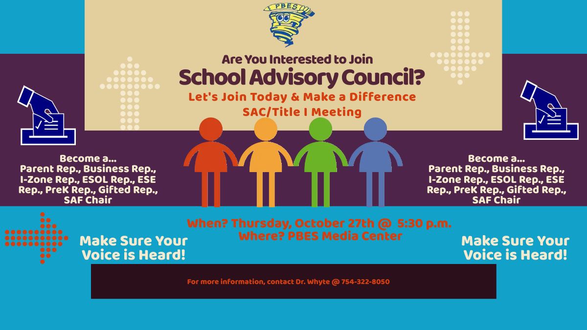  School Advisory Council Flyer for October 27th